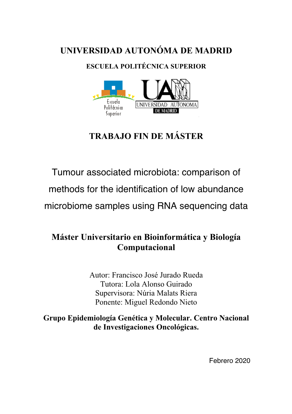 Tumour Associated Microbiota: Comparison of Methods for the Identification of Low Abundance Microbiome Samples Using RNA Sequencing Data