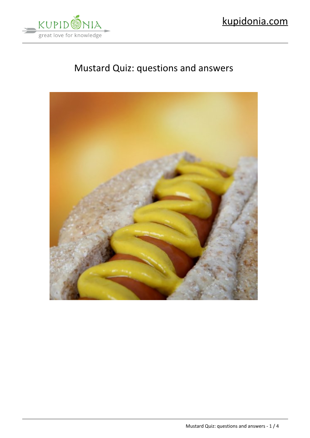 Mustard Quiz: Questions and Answers