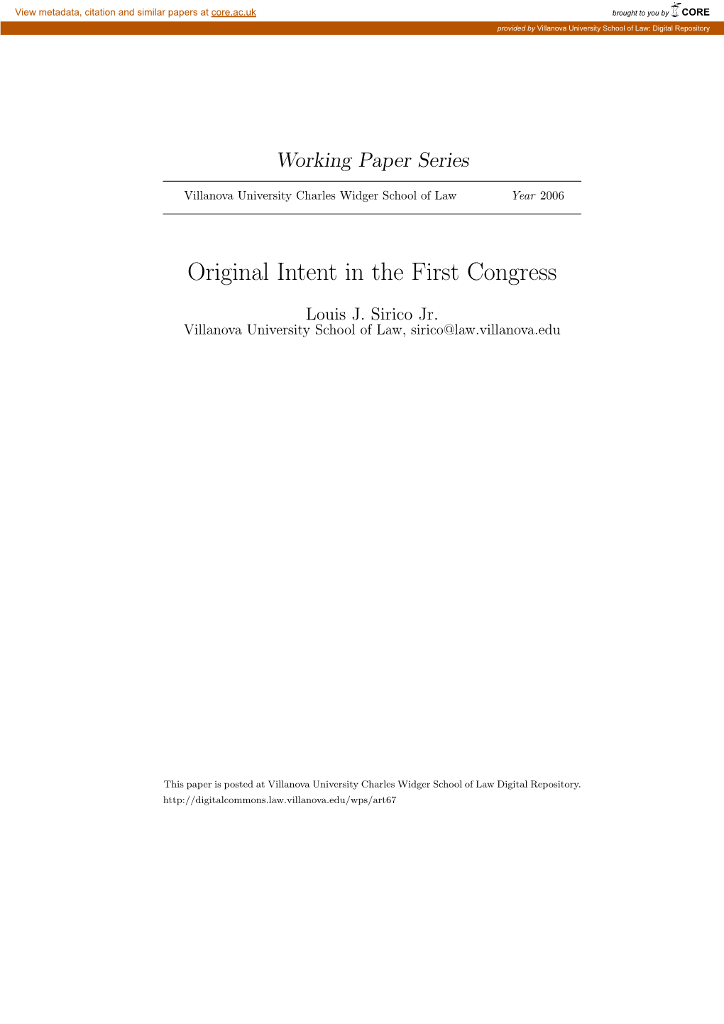 Original Intent in the First Congress