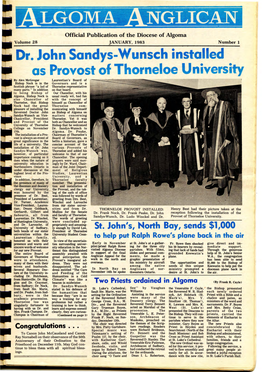 Dr. John Sandys-Wunsch Installed As Provost of Thorneloe University