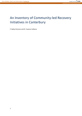 An Inventory of Community-Led Recovery Initiatives in Canterbury