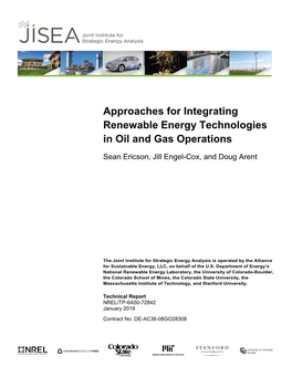 Approaches for Integrating Renewable Energy Technologies in Oil and Gas Operations