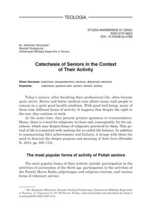 Catechesis of Seniors in the Context of Their Activity