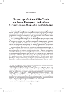 The Marriage of Alfonso VIII of Castile and Leonor Plantagenet : the First Bond Between Spain and England in the Middle Ages