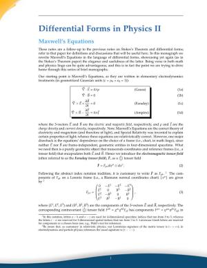 Differential Forms in Physics II Maxwell's Equations