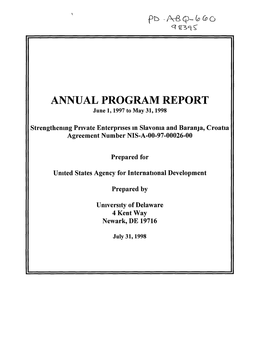 ANNUAL PROGRAM REPORT June 1,1997 to May 31,1998