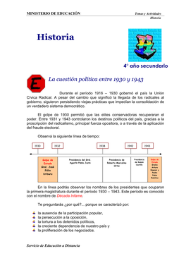 HISTORIA 4º AÑO-La Cuestión Política Entre 1930 Y 1943