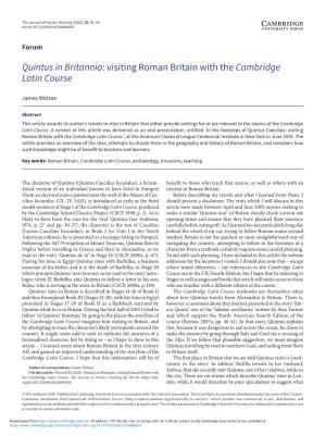 Quintus in Britannia: Visiting Roman Britain with the Cambridge Latin Course