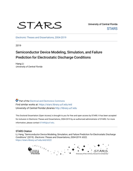 Semiconductor Device Modeling, Simulation, and Failure Prediction for Electrostatic Discharge Conditions