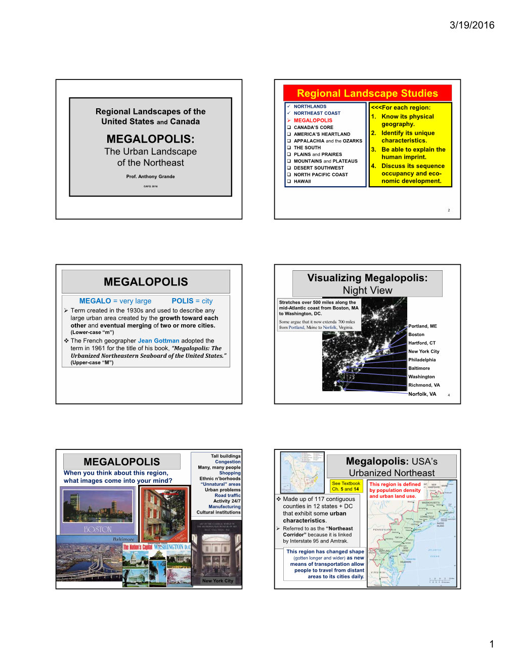 MEGALOPOLIS United States and Canada Geography