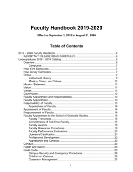 Faculty Handbook 2019-2020