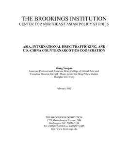 Asia, International Drug Trafficking, and Us-China Counternarcotics