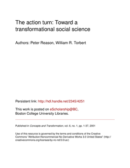 The Action Turn: Toward a Transformational Social Science