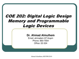 Digital Logic Design Memory and Programmable Logic Devices
