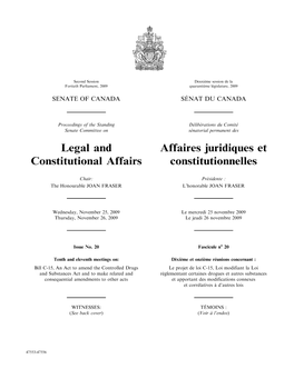 Legal and Constitutional Affairs Affaires