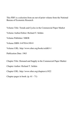 Demand and Supply in the Commercial Paper Market