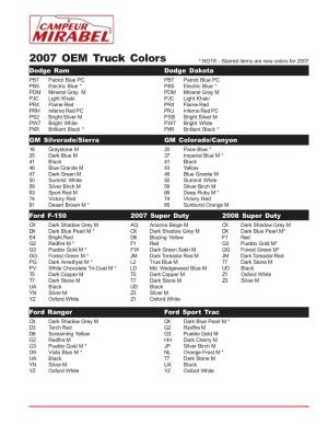 2007 OEM Truck Colors