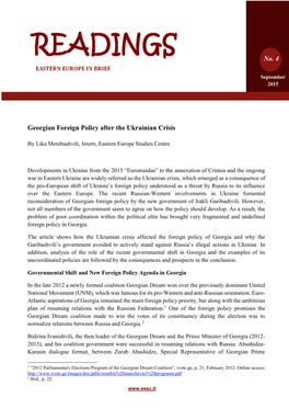 Georgian Foreign Policy After the Ukrainian Crisis No. 4