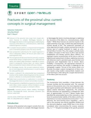 Fractures of the Proximal Ulna: Current Concepts in Surgical Management