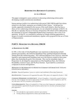 Redistricting Reform in California