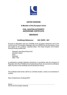 EASA Aerodrome Certificates