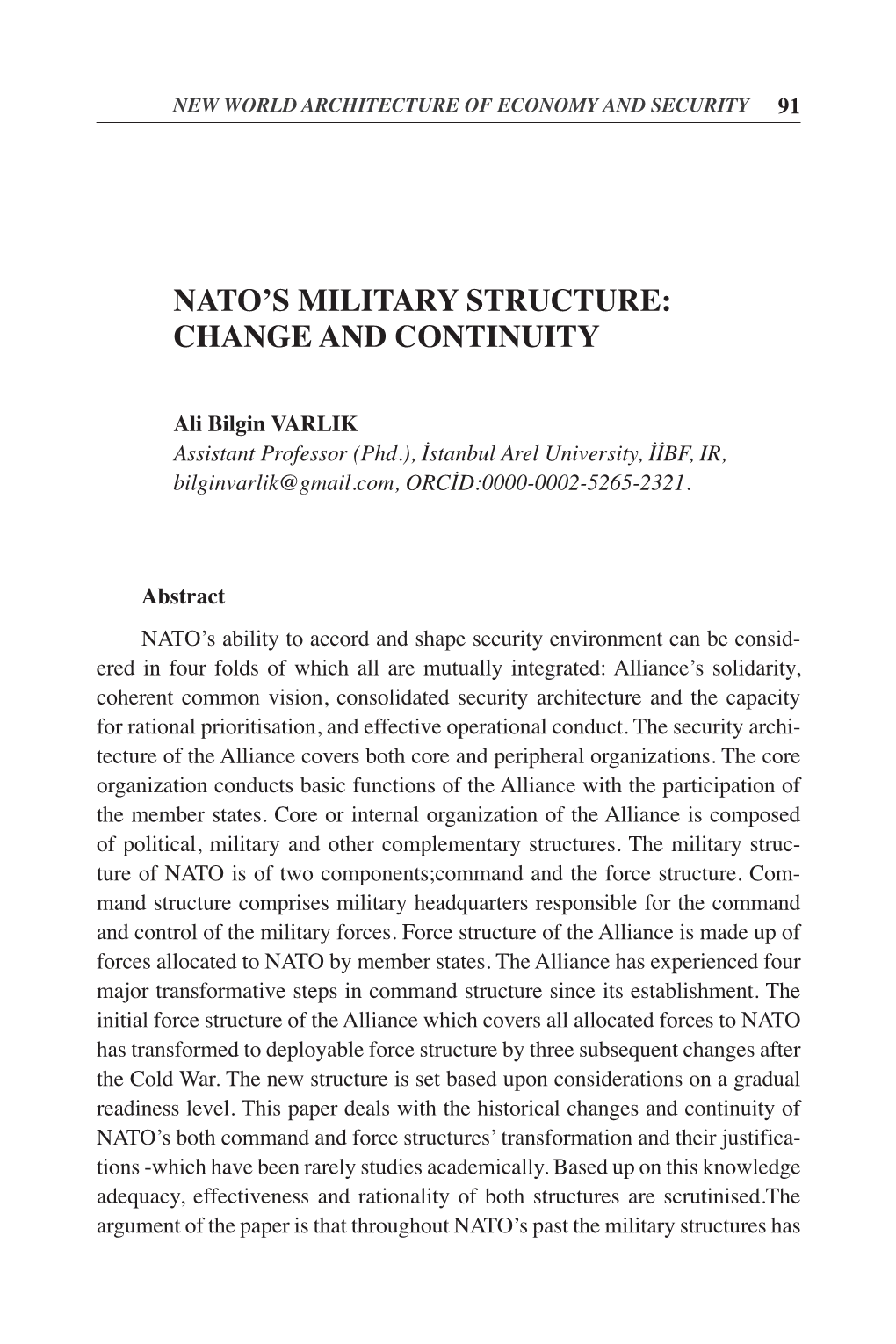 Nato's Military Structure: Change And