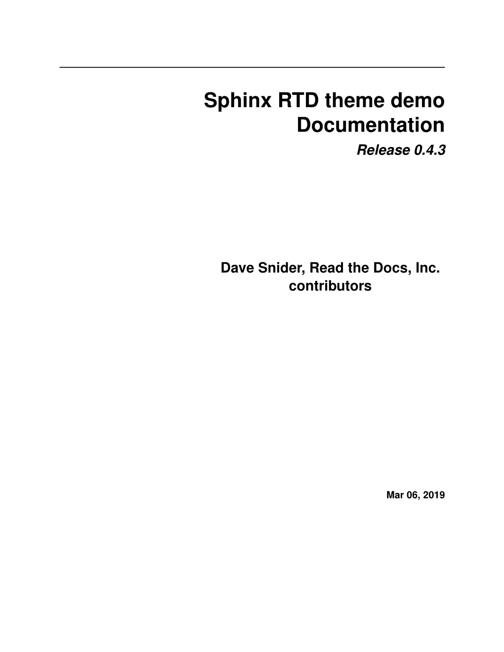 Sphinx RTD Theme Demo Documentation Release 0.4.3