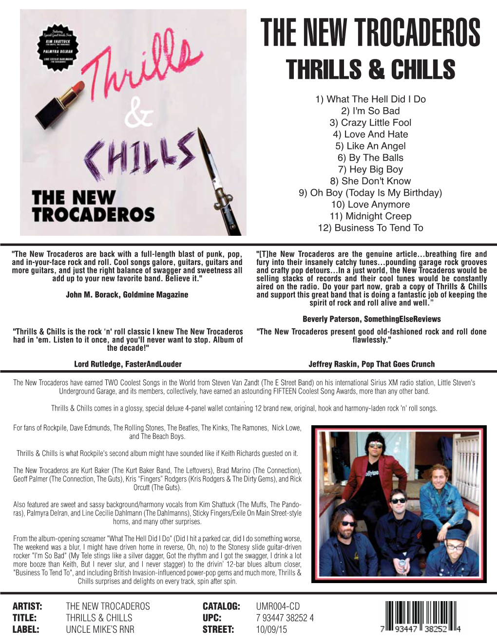 UMR 004 the NEW TROCADEROS Thrills & Chills CD