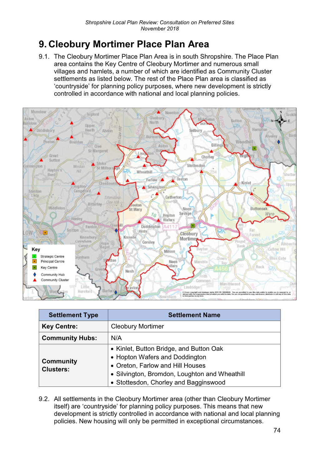 9. Cleobury Mortimer Place Plan Area 9.1