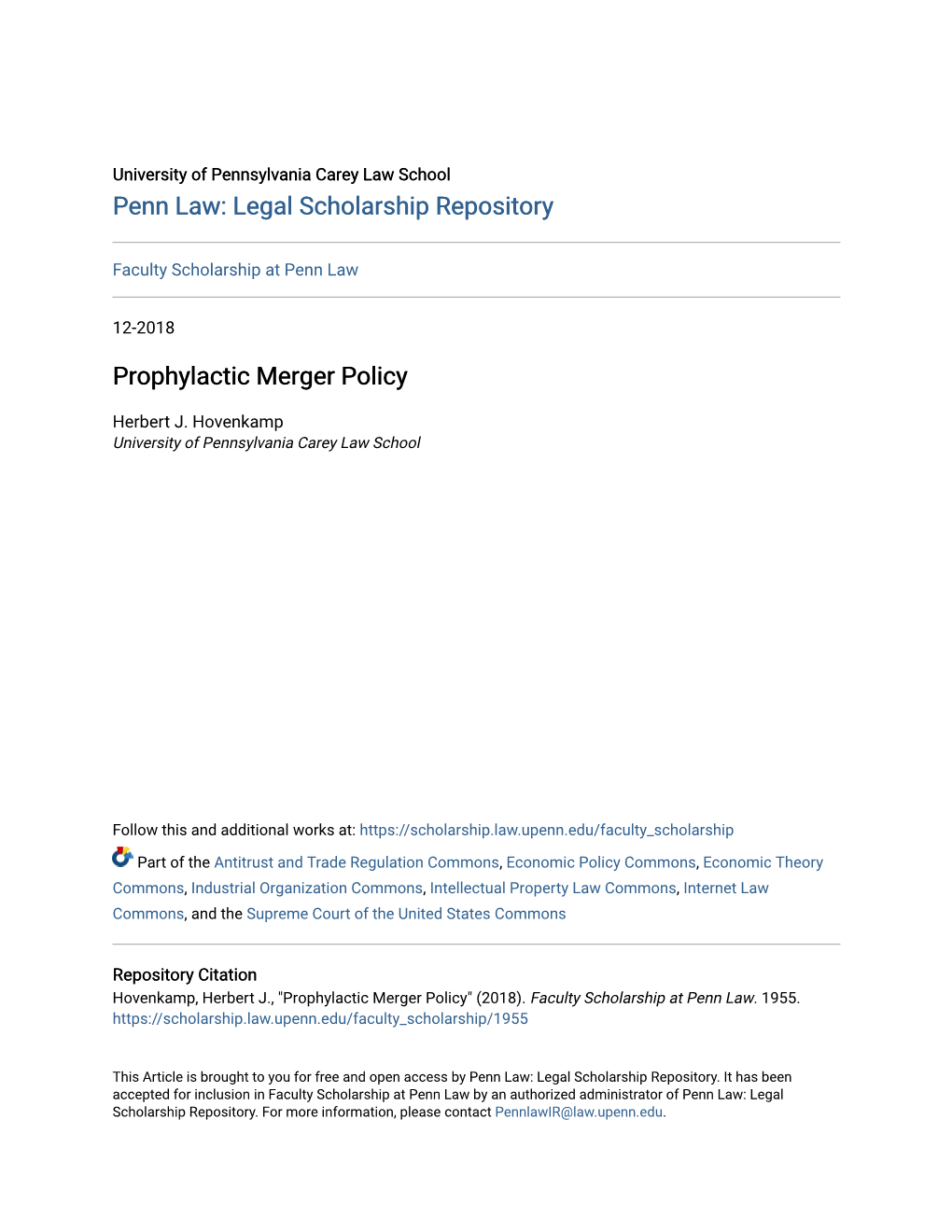 Prophylactic Merger Policy