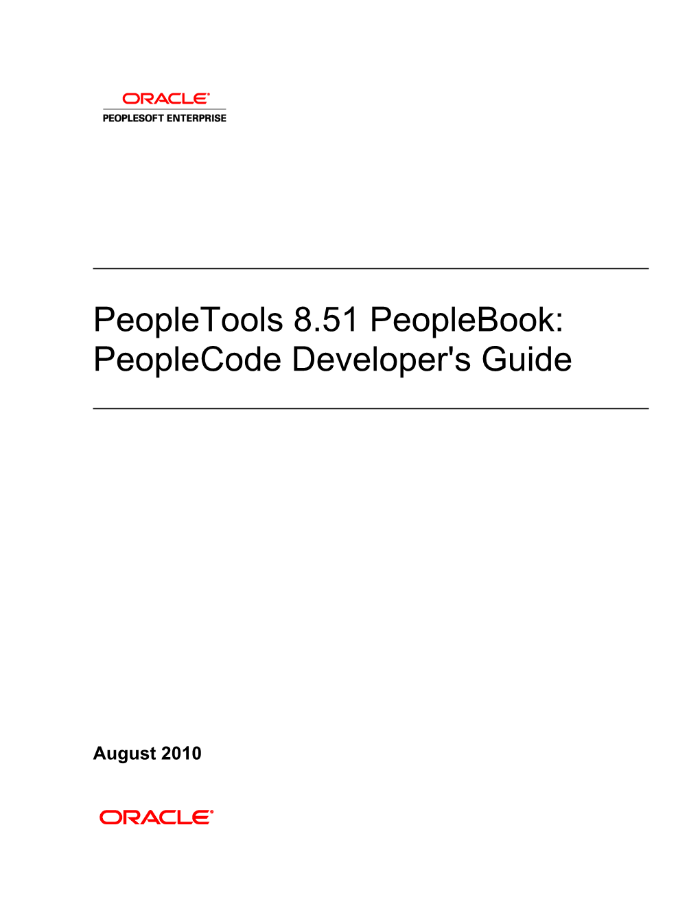 Peopletools 8.51 Peoplebook: Peoplecode Developer's Guide