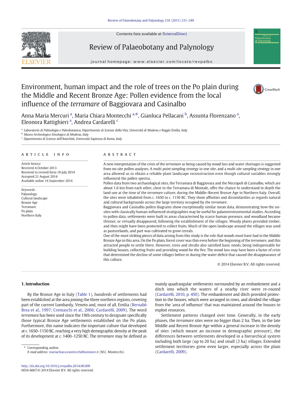 Environment, Human Impact and the Role of Trees on the Po Plain During