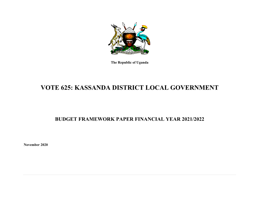 Vote 625-Kassanda District Local