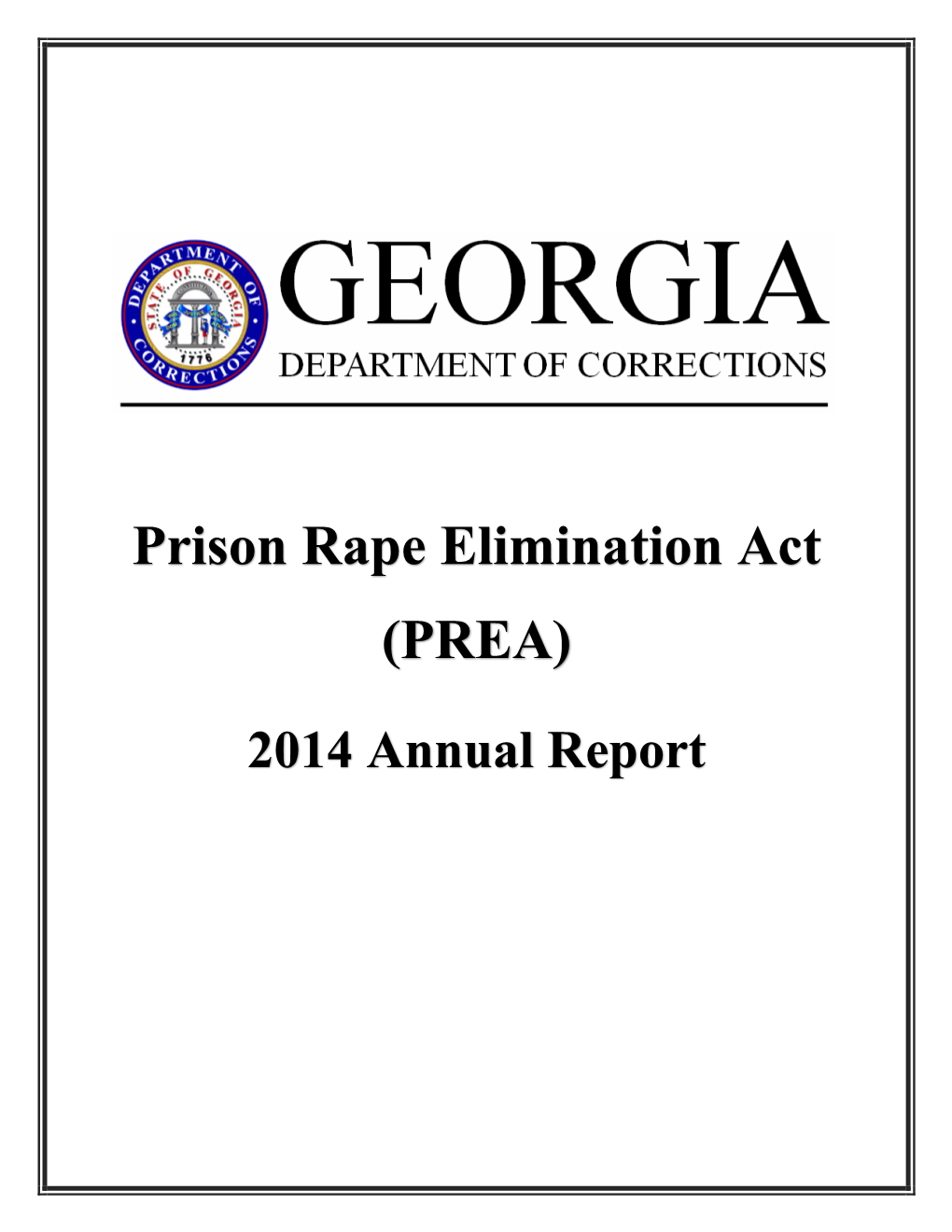 Georgia Department of Corrections 2014 Annual PREA Report