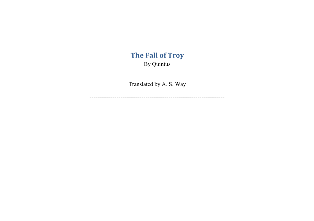 The Fall of Troy by Quintus