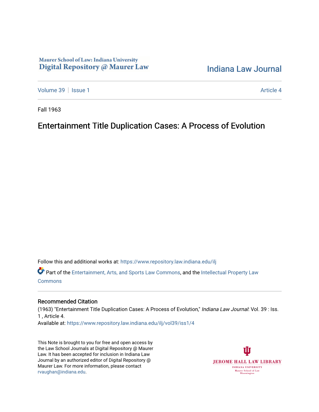 Entertainment Title Duplication Cases: a Process of Evolution