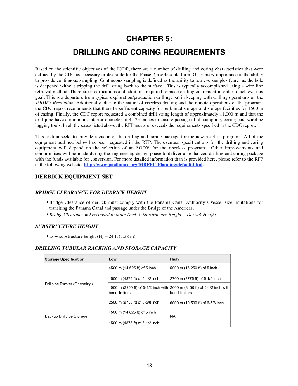 Chapter 5: Drilling and Coring Requirements