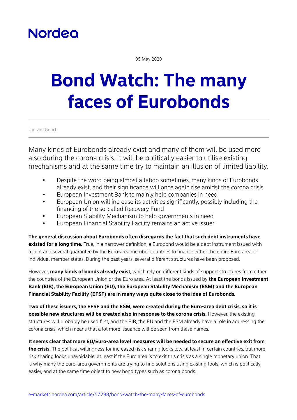 The Many Faces of Eurobonds