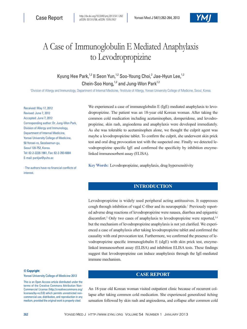 A Case of Immunoglobulin E Mediated Anaphylaxis to Levodropropizine