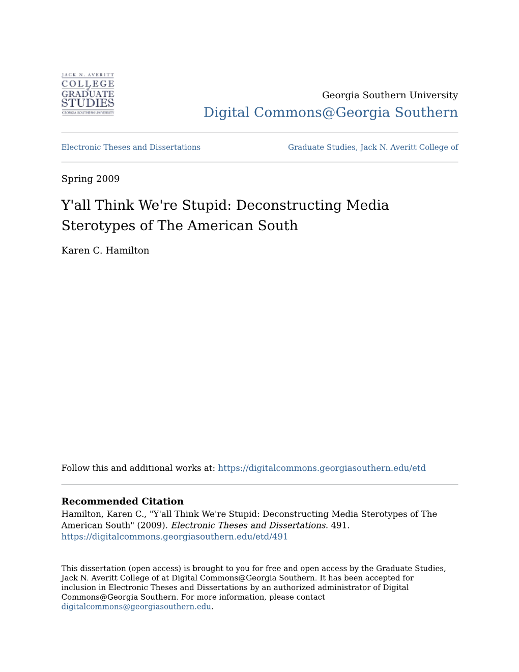 Deconstructing Media Sterotypes of the American South