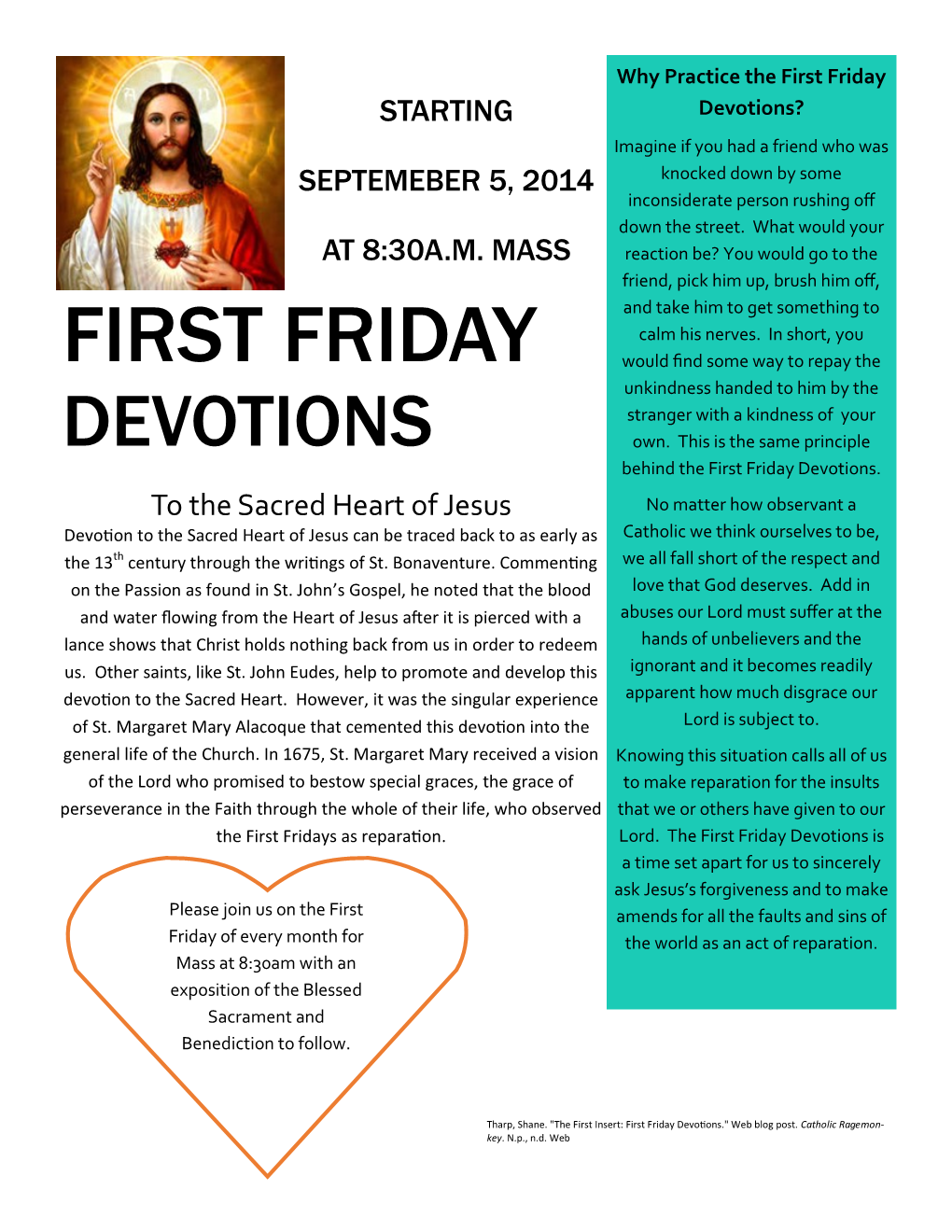 First Friday STARTING Devotions? Imagine If You Had a Friend Who Was SEPTEMEBER 5, 2014 Knocked Down by Some Inconsiderate Person Rushing Off Down the Street