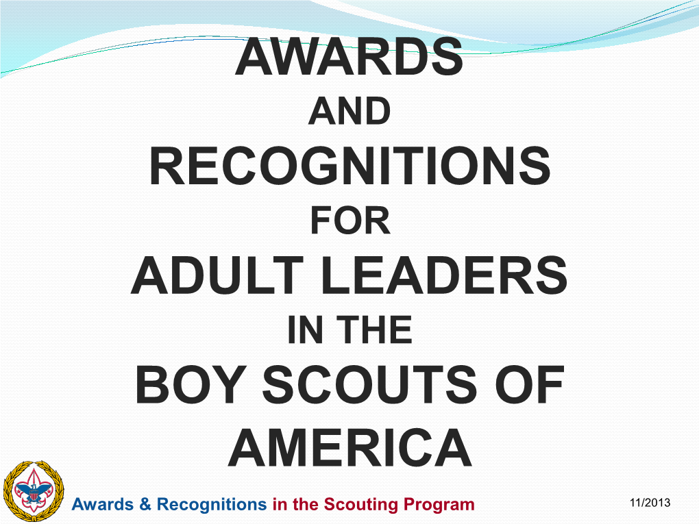 Awards Recognitions Adult Leaders Boy Scouts Of