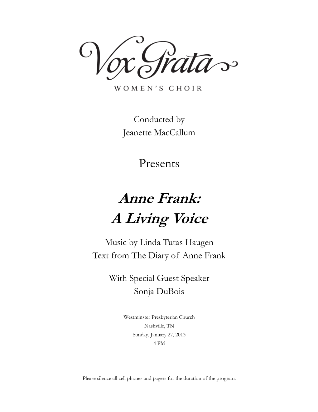 Anne Frank: a Living Voice