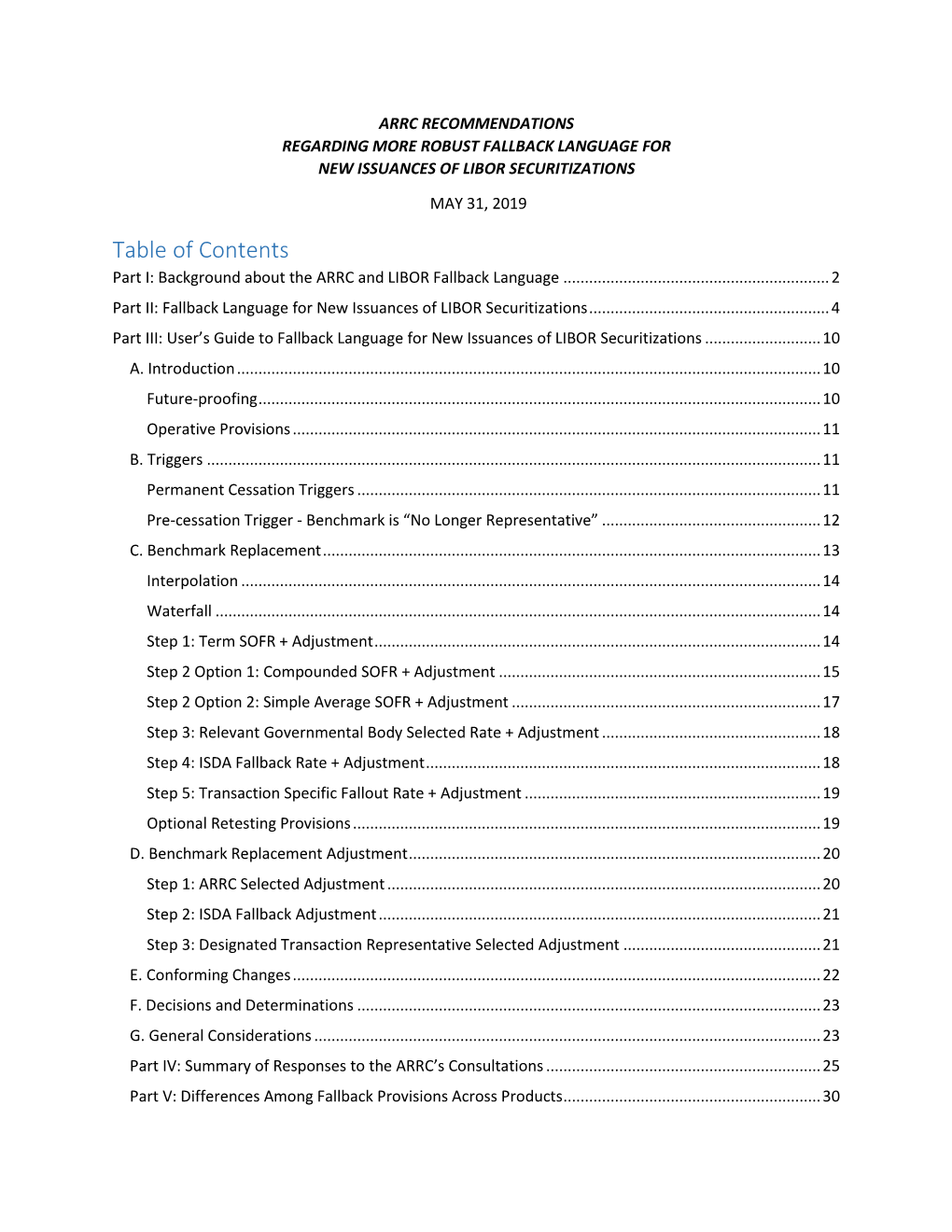 ARRC Fallback Language – Securitizations