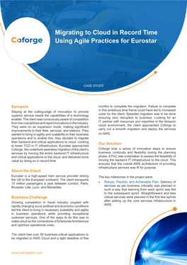Migrating to Cloud in Record Time Using Agile Practices for Eurostar
