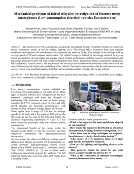 Mechanical Problems of Faired Tricycles: Investigation of Features Using Smartphones (Low Consumption Electrical Vehicles Eco Marathon)