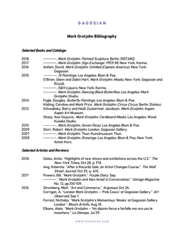 Mark Grotjahn Bibliography