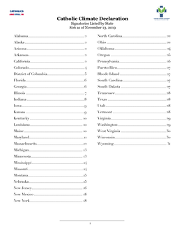 CCD Signatories Listed by State