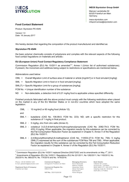 Food Contact Statement