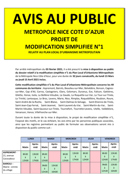 Metropole Nice Cote D'azur Projet De Modification Simplifiee